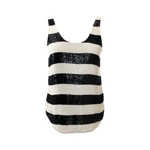 Ralph Lauren Black and White Striped Tank Top